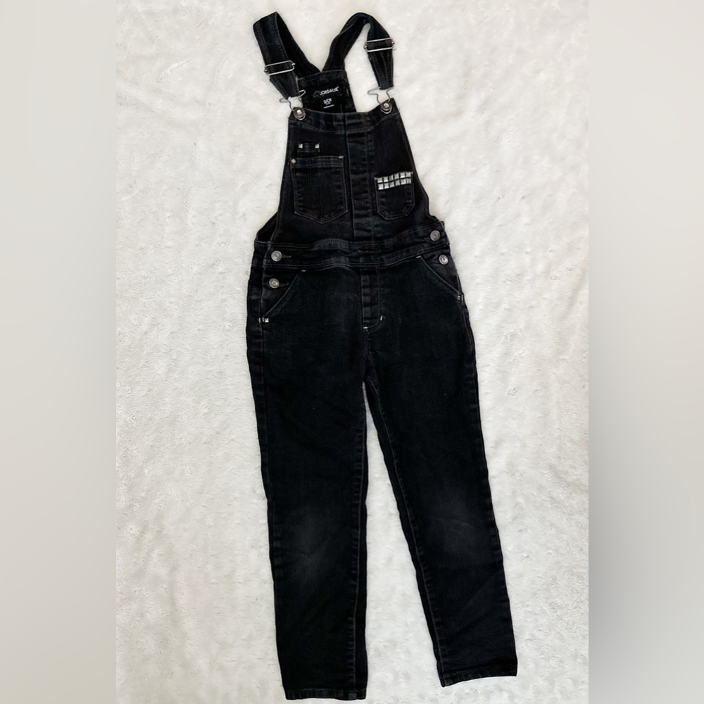 JORDACHE Youth Girls Studded Black Denim Overalls